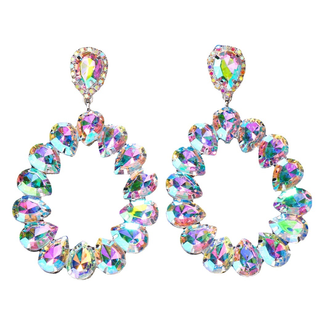 Moda transfronteriza pendientes de diamantes de imitación accesorios europeos y americanos sexy exagerado completo diamante gota de agua pendientes accesorios personalizados pendiente image 1