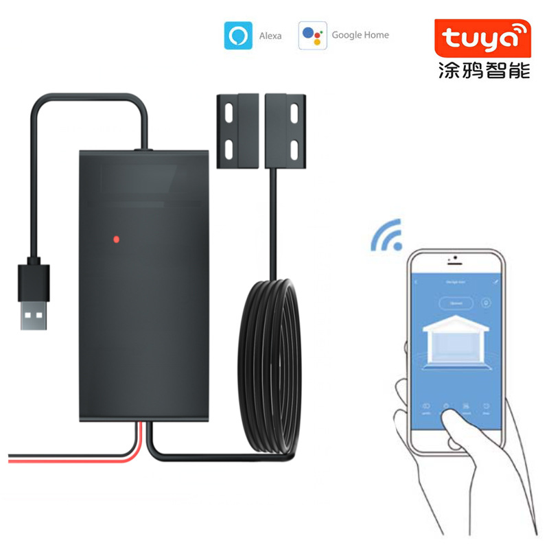 涂鸦车库门磁涂鸦WiFi门磁探测器开关车库门磁报警智能门控开关