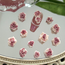 新款晕染紫色软陶玫瑰花美甲饰品萤火虫夜光手搓玫瑰美甲装饰品批