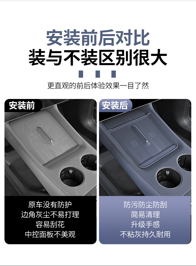 Suitable for Xiaomi Yu7 Front Water Cup Mat Protective Stickers, a Pair of Silicone Center Console Water Cup Anti-Slip Pads