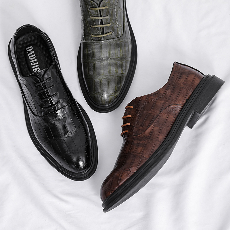 2025 Business Formal Leather Shoes for Young Men, Trendy and Stylish Men's Shoes with Hidden Height Increase, Groom's Wedding Shoes, Gentleman's Suit Shoes