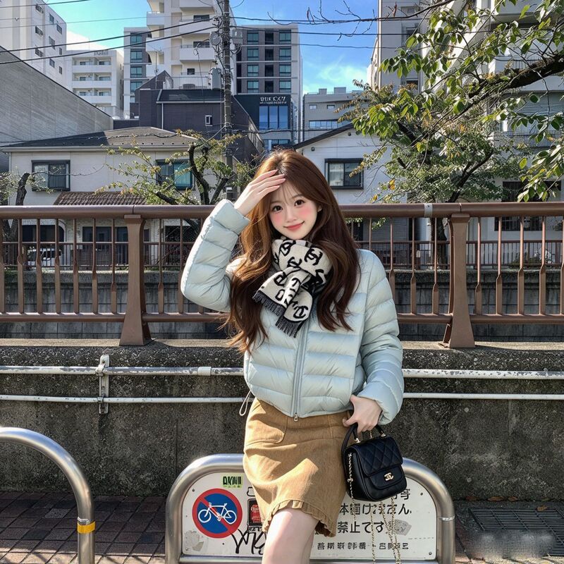 2026 Winter 90 White Duck Down Ribbed Down Jacket for Women, New Winter Style, Short Length, Stand Collar, Warm Outerwear for Petite Figures