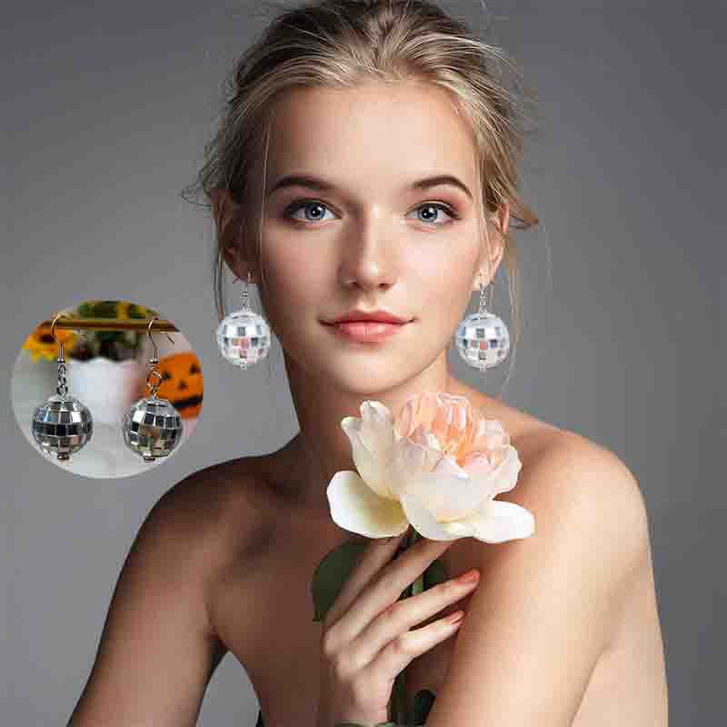 Pendientes bola de discoteca pendientes bola láser 2024 nuevos pendientes de bola de mosaico de Amazon transfronterizo