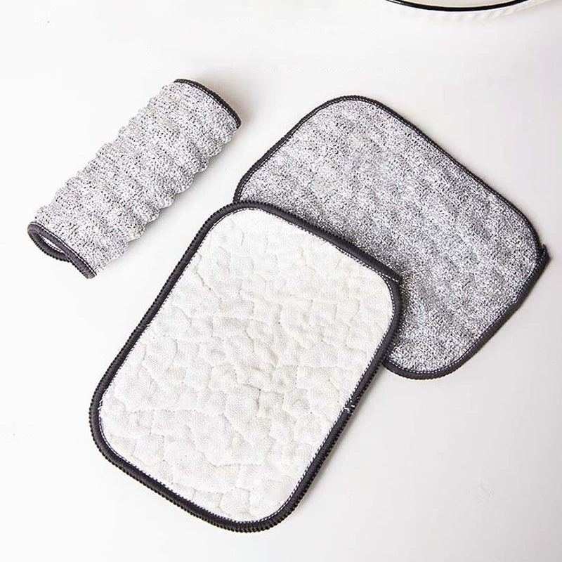 Кухонная серебряная шелковая ткань, хлопчатобумажная марля, тряпка для мытья посуды, двухслойная утолщенная антипригарная масляная новая губка для чистки, двусторонняя чистящая губка для мытья кастрюль, артефакт для протирания
