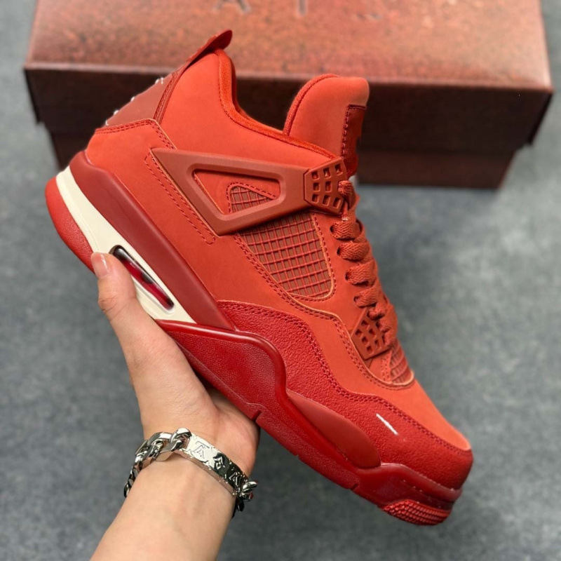 Putian company's AJ4 retro basketball shoes for men, red brick co-branded fashion sneakers, denim blue couple's casual shoes Putian company's AJ4 retro basketball shoes for men, red brick co-branded fashion sneakers, denim blue couple's casual shoes