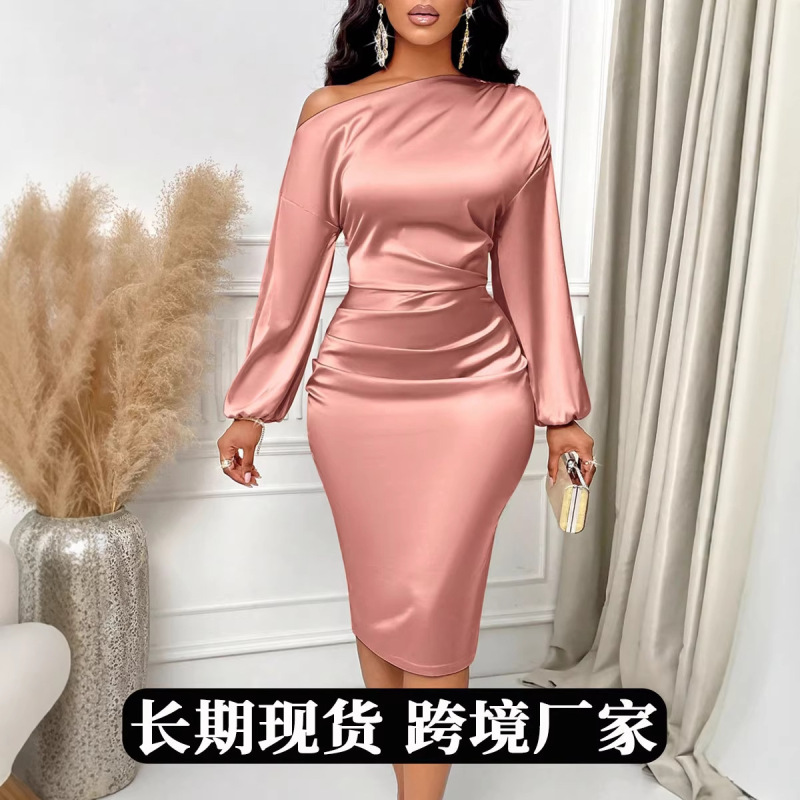 Cross-Border Women's Clothing Source Goods Summer New Export Dress Female Sexy Sexy Satin Skirt High-End Cross-Border Women's Clothing Source Goods Summer New Export Dress Female Sexy Sexy Satin Skirt High-End