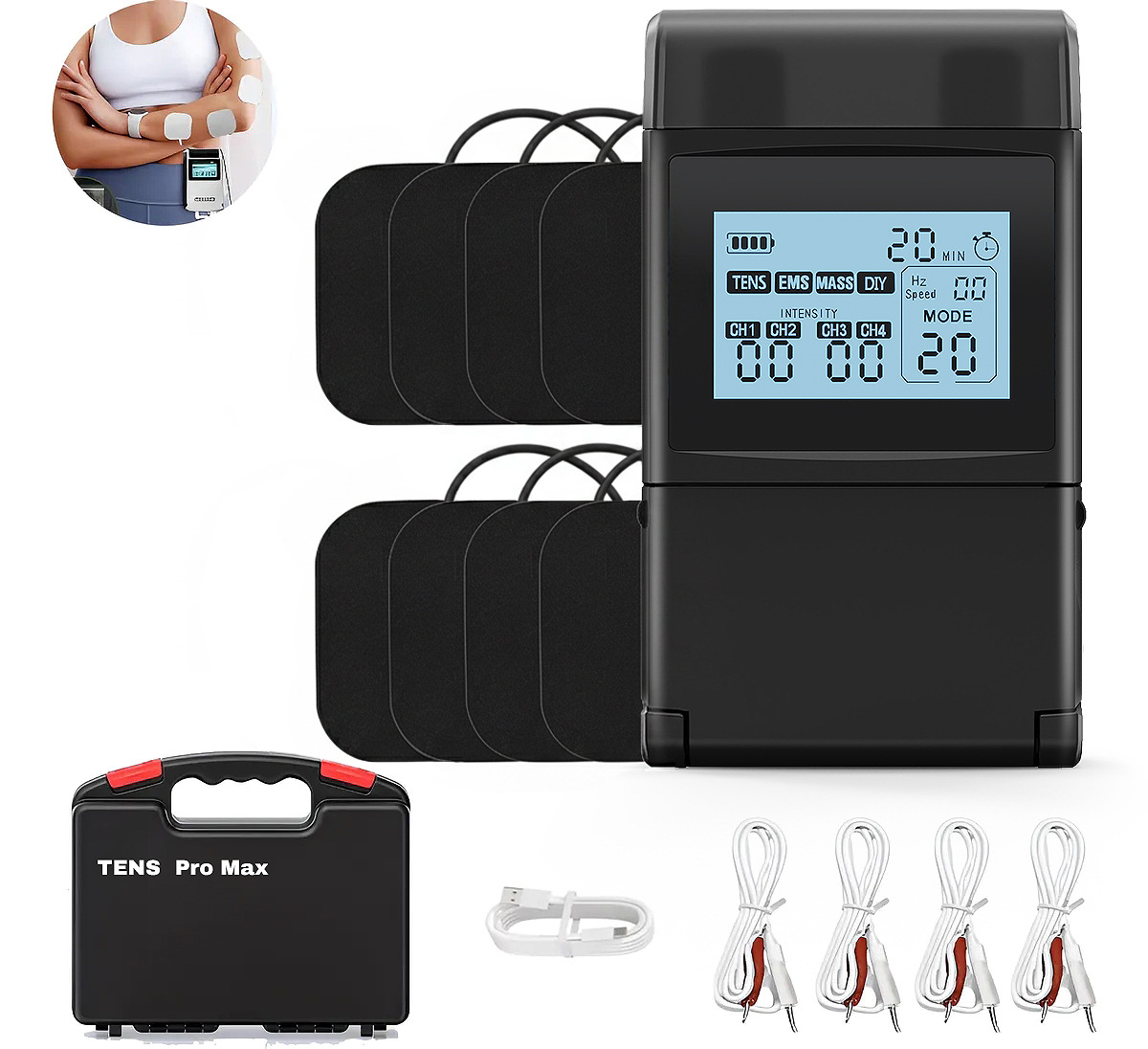Amazon meikeduo nuevo masajeador de fisioterapia de pulso de carga de 60 modos Tens EMS estimulador muscular image 8