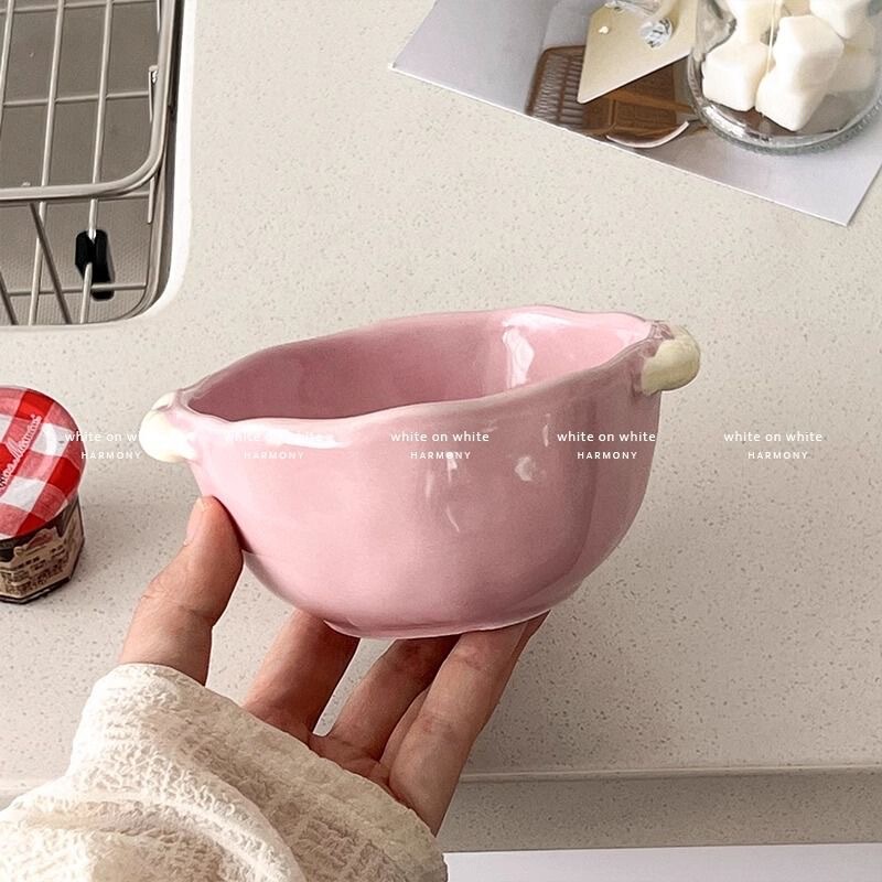 超可愛い～insガールセラミッククリーム釉下色丼寮女子家庭用食器高価値|undefined