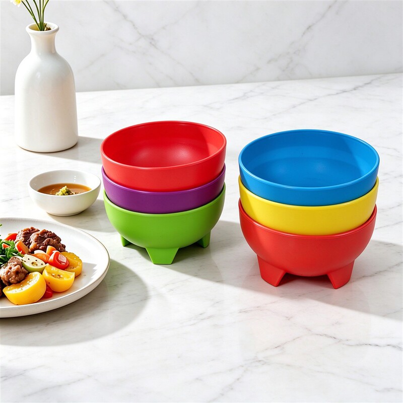Colorful plastic bowl set, french fry bowl, snack bowl, divided bowl, children's picnic bowl, Mexican salad bowl