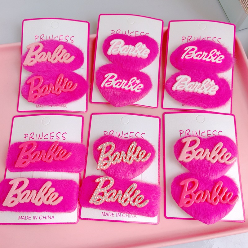 Nuevo Super flash rhinestone letra Rosa conejo pelo BB clip amor traje horquilla 2 una tarjeta Barbie carta accesorios para el pelo