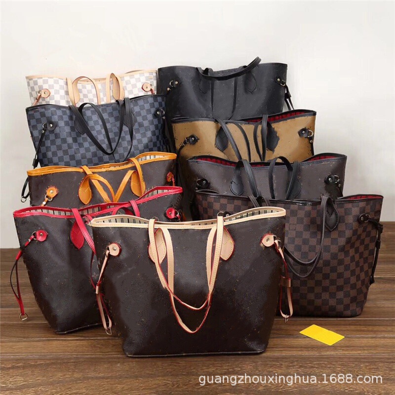 Women's Handbag, Large Foreign Trade Neverfull Monogram Shopping Bag, Large Capacity Mommy Bag, Hand-Held Shoulder Tote Large Bag