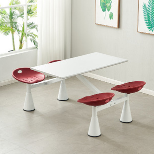 Fast Food Table and Chair One-Piece Combination School Canteen Staff Canteen High-Speed Service Area Restaurant Four-Person One-Piece Dining Table
