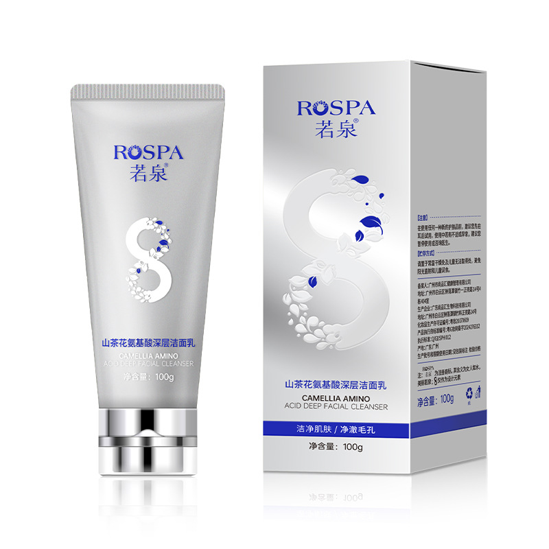 Camellia flower aminoácido limpiador facial oem humectante brillante limpieza profunda piel sensible limpiador facial etiqueta procesamiento