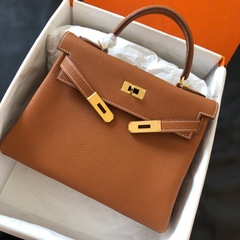 凱莉包女2023新款頭層牛皮荔枝紋斜跨大容量通勤單肩手提包