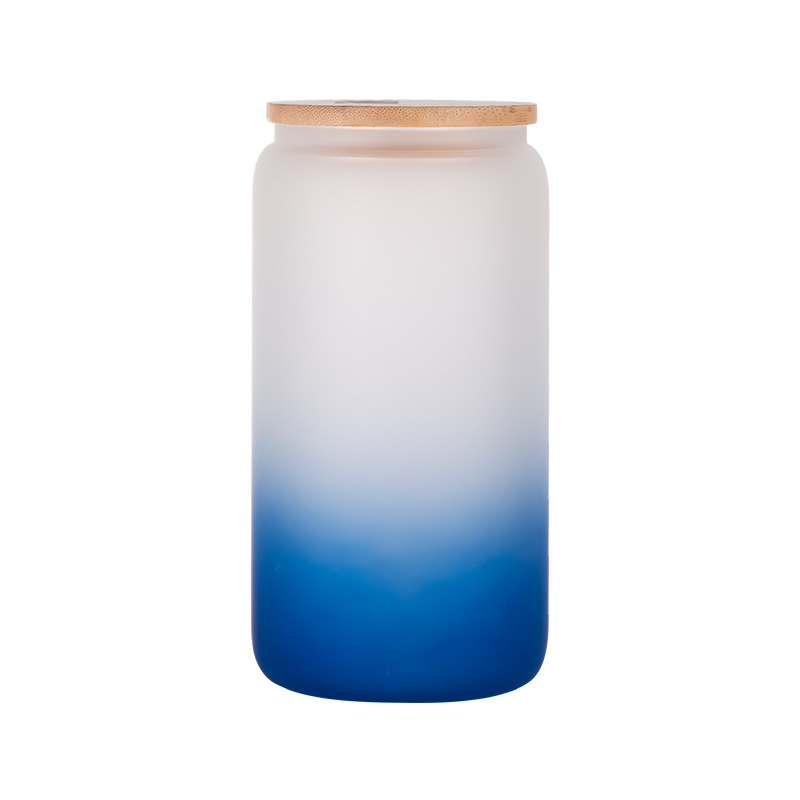 16oz comercio exterior gradiente de color de sublimación de vidrio electrochapado camaleón fluorescente arco iris pintura vidrio taza de agua taza de masón