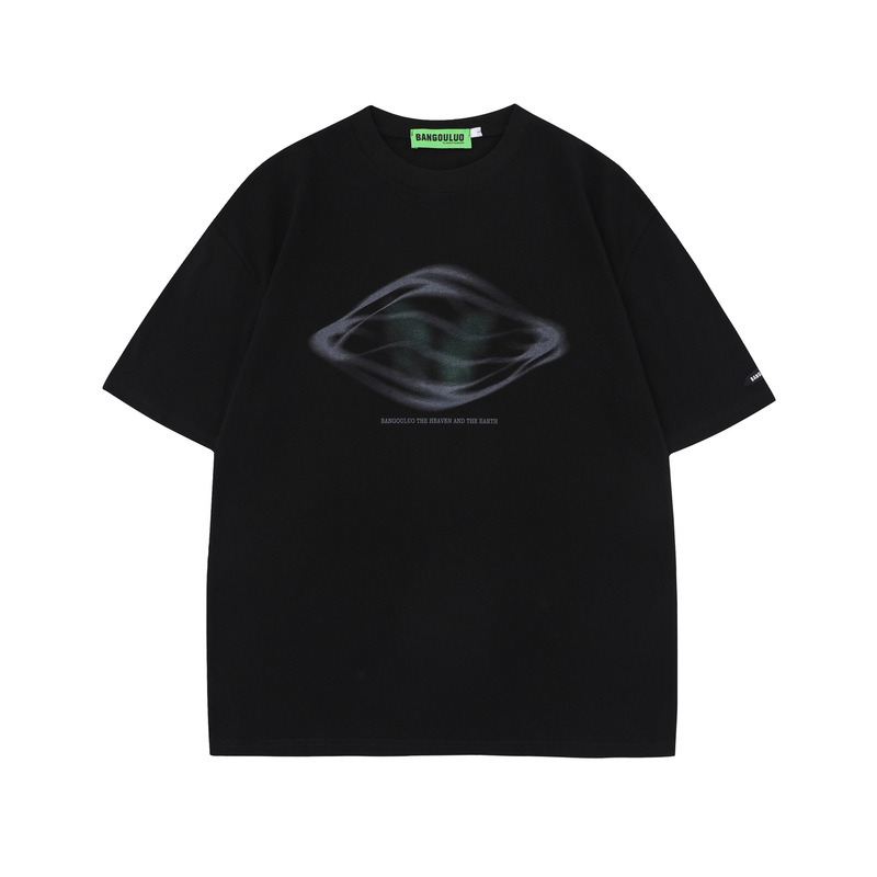 2462 Mankun 2024 Spring American Fashion Brand High Street Rapper Art Design Geometric Loose Short-Sleeved T-Shirt