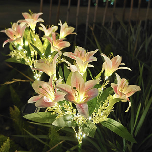 Outdoor Courtyard Garden Decorative Lawn Lamp Led Artificial Flower Lamp New 7-Head Solar Lily Garden Lamp