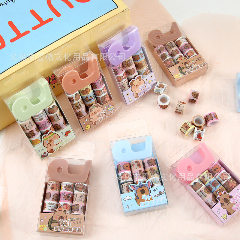 Nuevos productos Capibara 9 + 1 mini y papel conjunto de cinta adhesiva estudiantes chicas cuentas de mano DIY pegatinas recompensas pequeños regalos