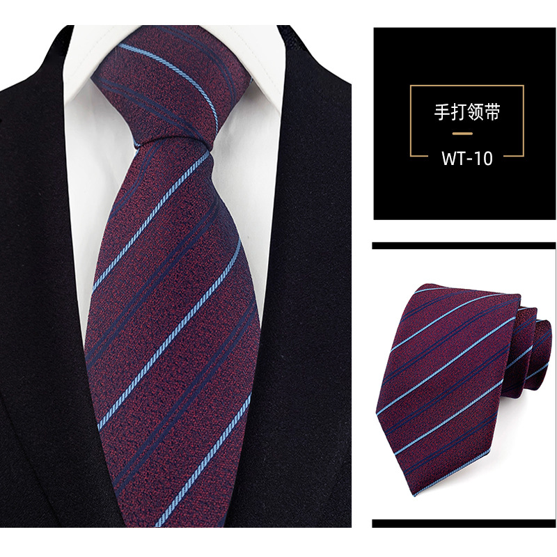 8cm mano corbata de poliéster de los hombres teñidos de hilo de rayas de desgaste formal profesional traje de negocios accesorios de fábrica en stock al por mayor