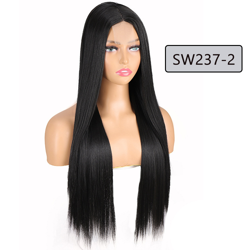 parrucche moda donna pizzo frontale capelli lunghi lisci 70cm280g seta ad alta temperatura fibra chimica morbida traspirante_voghion.com