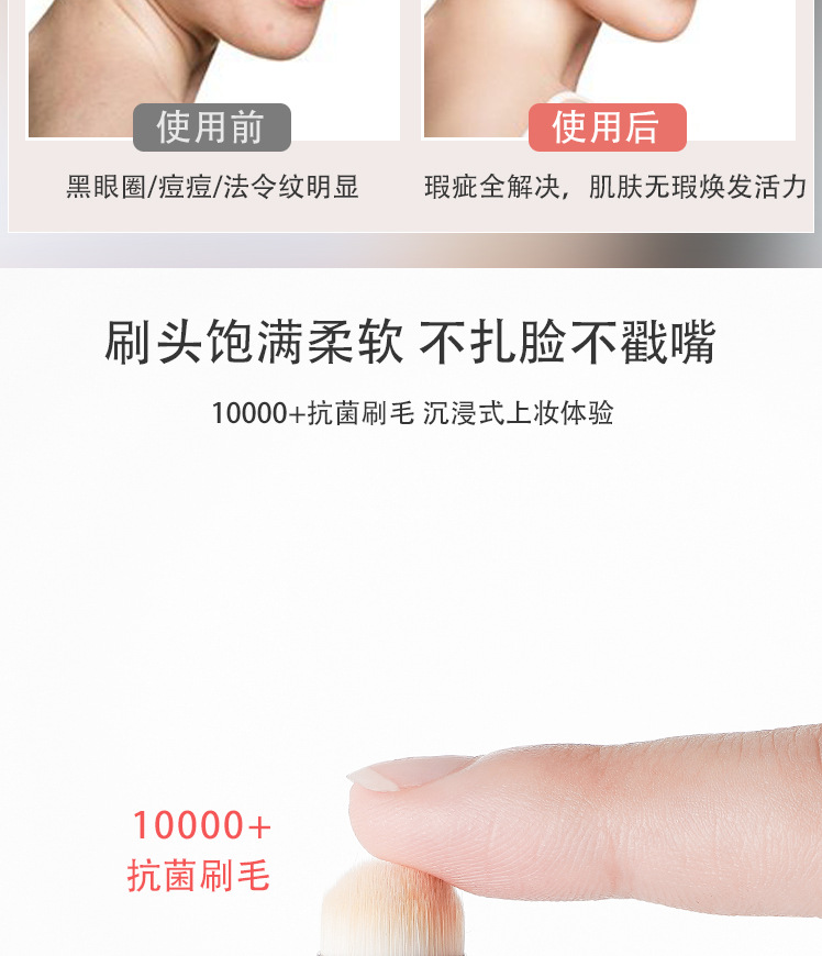 Single-piece round-head lip brush, beauty brush, lipstick smuder brush, concealer brush, portable lip makeup brush, factory direct sales undefined
