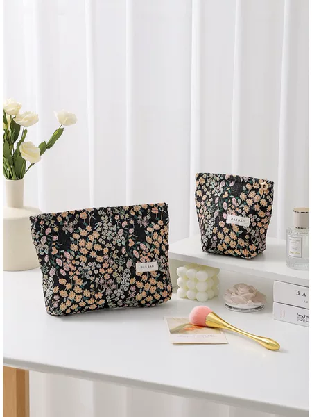 Niche in's Style Stars Jacquard Portable Makeup Storage Bag Large Capacity Travel Skin Care Cosmetic Bag