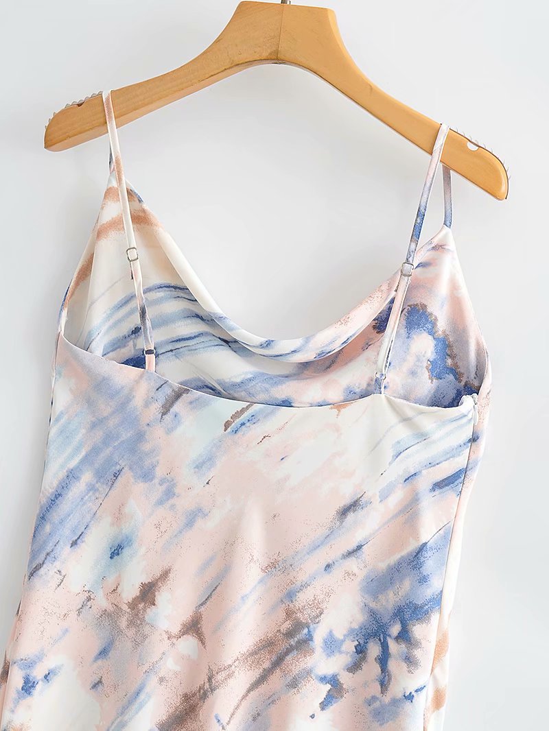 sexy tie-dye printing suspender dress NSAM42035