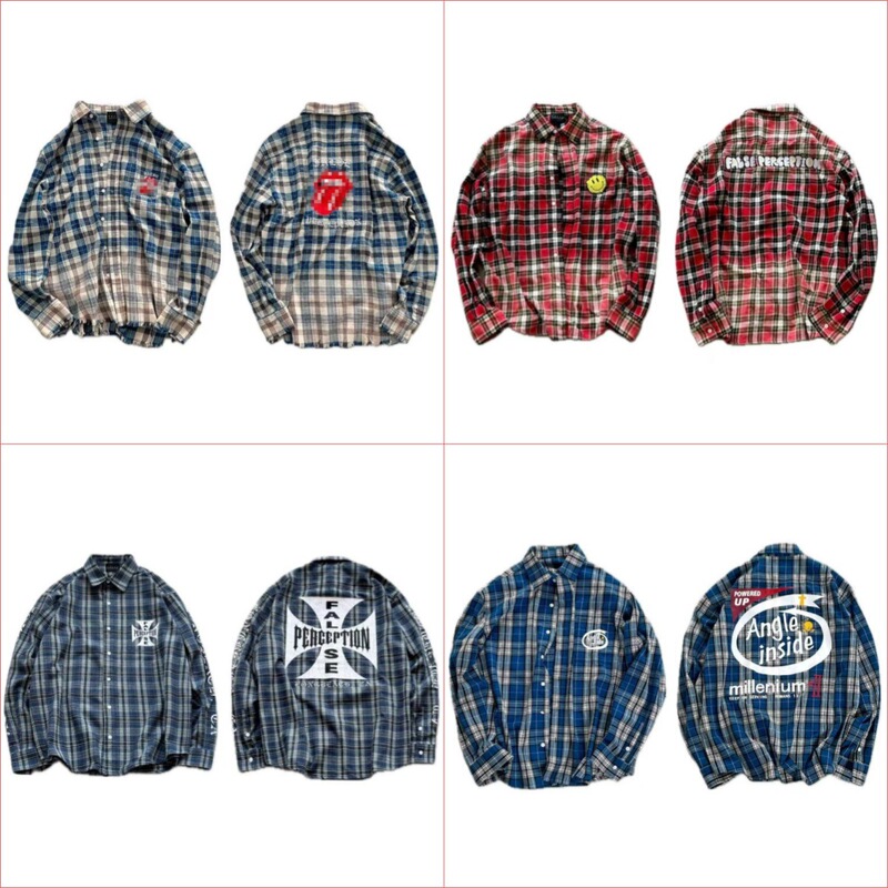 American Retro Raw Edge Blue Striped Plaid Shirt Men's Loose Long-Sleeved Top Casual Trendy Hong Kong Style Shirt Jacket American Retro Raw Edge Blue Striped Plaid Shirt Men's Loose Long-Sleeved Top Casual Trendy Hong Kong Style Shirt Jacket