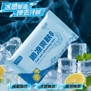 冷感湿巾开学季军训降温去油擦汗脸洁面便携湿巾纸10片学生宿舍用