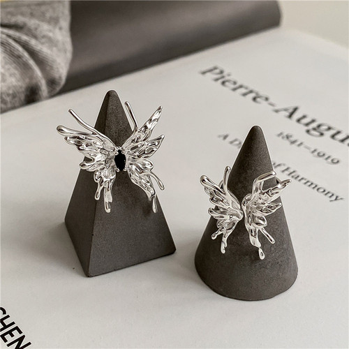 Liquid biochemical butterfly ring S925 sterling silver Seiko exaggerated streamline ring Korean original single style ring wholesale