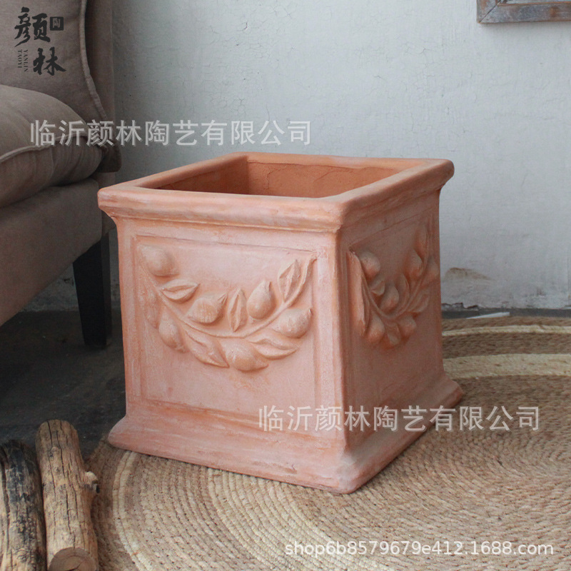 maceta de barras largas maceta de cerámica roja cuadrada maceta de hortalizas maceta de flores cajas de flores pequeñas aceitunas comercio exterior maceta de cerámica americana estilo romano