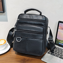 新款男士真皮多功能单肩包百搭商务牛皮斜挎包通勤包跨境单肩背包