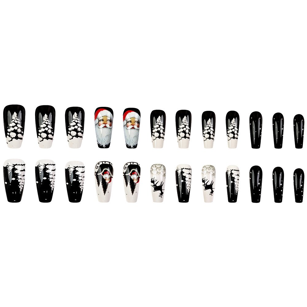 Comercio exterior Navidad brillante Uña Santa reno manicure piezas de uñas 24 piezas de uñas falsas venta cruzada