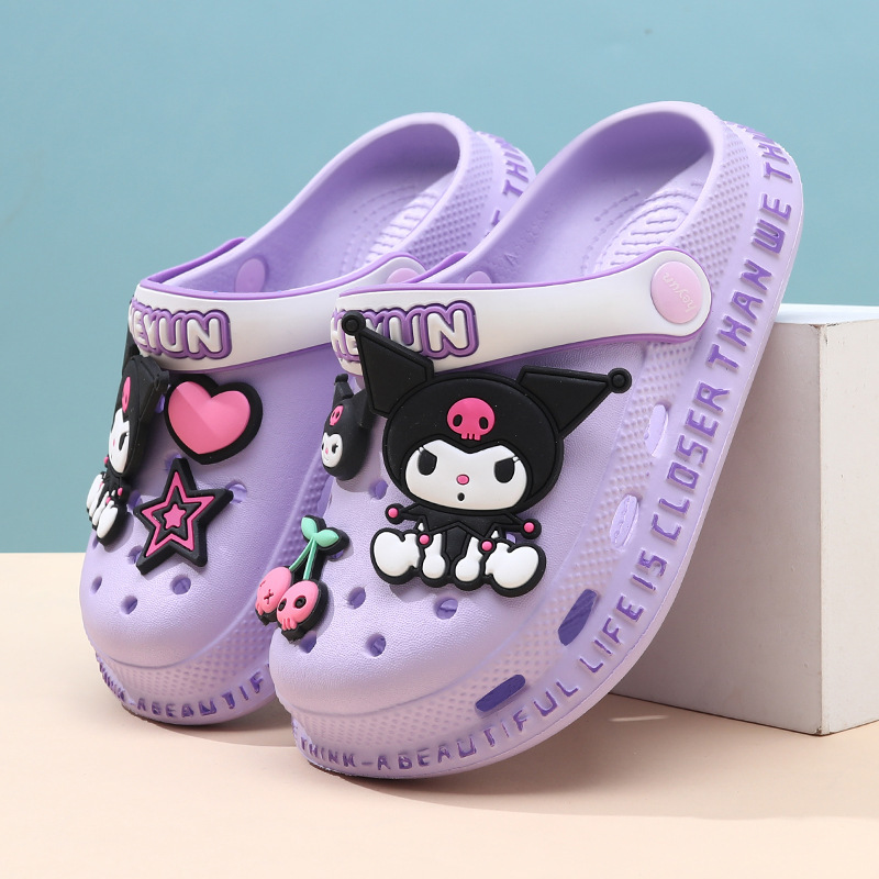 Croc Shoes Kidsren's Slippers Girls Summer New Baby Princess Girl Kuromi Non-Slip Soft Bottom Big Kidsren's Sandals