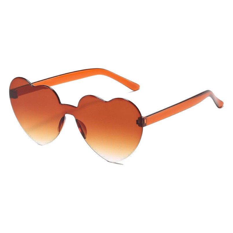 2020 new cross-border trend heart love sunglasses rimless glasses for men and women one dazzling jelly color sunglasses