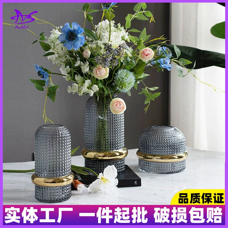 Скандинавский творческий свет роскошное Золотое медное кольцо стеклянная ваза украшение дома гидропонная гостиная свежий сушеный цветок высокое чувство