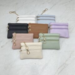 現物の短いファスナーの財布の女性のレイシの紋様の3ポケットの多機能のミニの小銭袋のキーホルダーの硬貨の包み