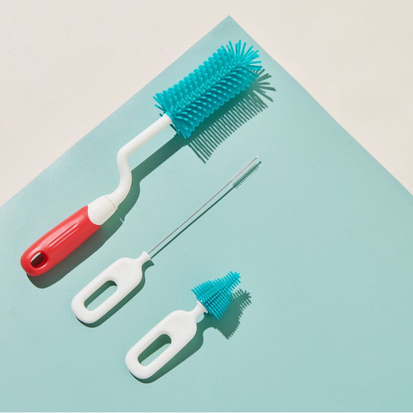 Cepillo para biberón Cepillo de limpieza Estante especial para bebés recién nacidos Cepillo de chupete de mango largo Juego de cepillo de limpieza de silicona