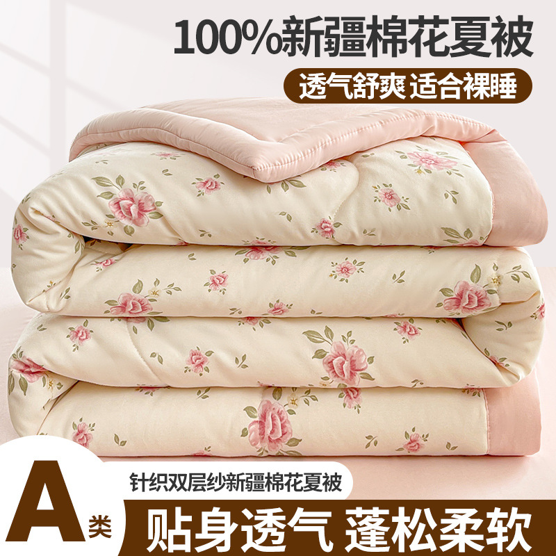 Mi Chun Fuanna Summer Quilt, Air-Conditioned Quilt, 100% Xinjiang Cotton Quilt Core, Summer Quilt, Machine Washable, Single-Person, Machine Washable