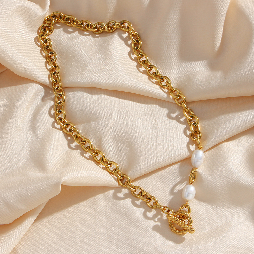 Retro Geometric Stainless Steel Bracelets Pearl Stainless Steel Bracelets