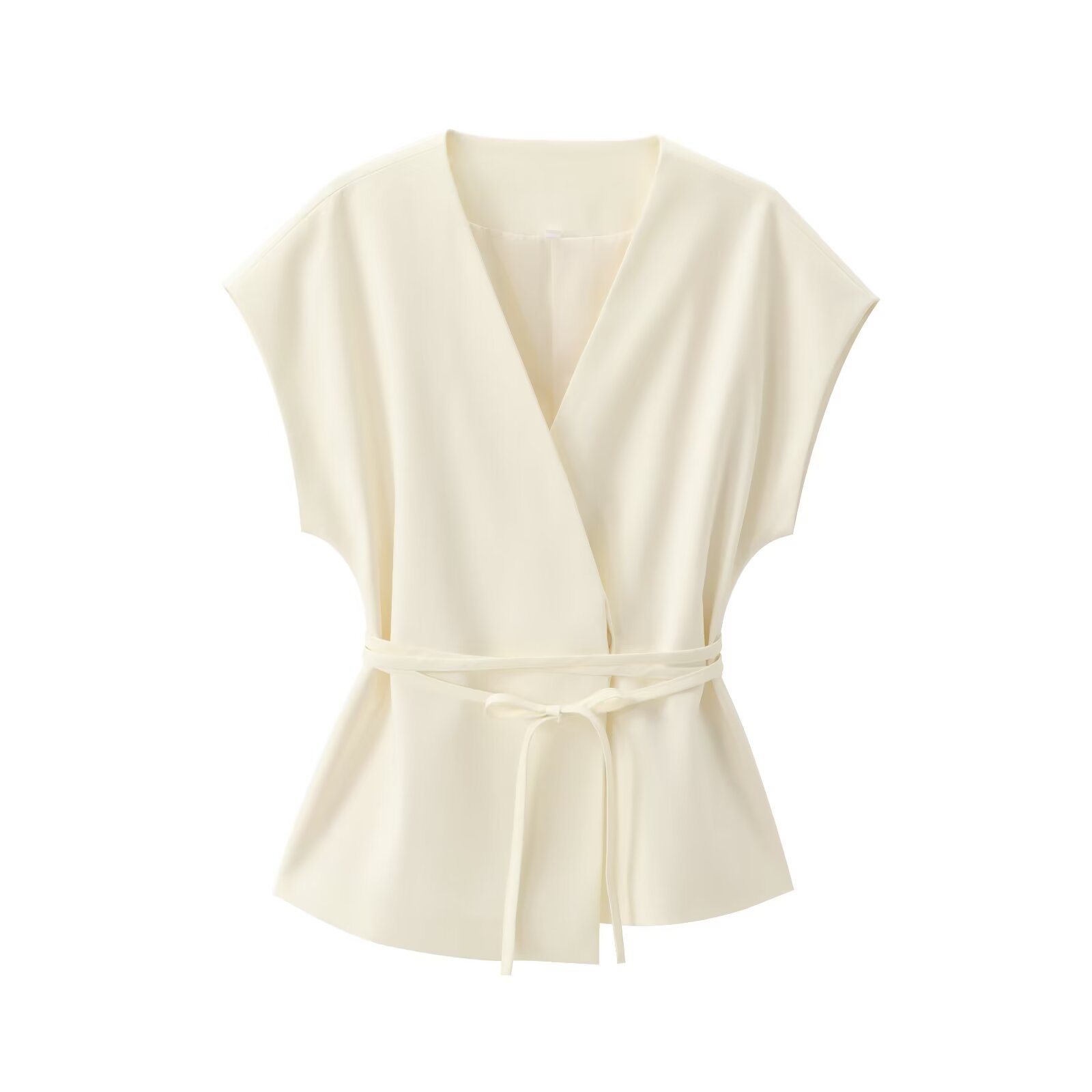 Cross-border Foreign Trade Women's Clothing 2025 Summer European And American Style V-neck Tie Top + Pleated Pants Set_ecoleips.com