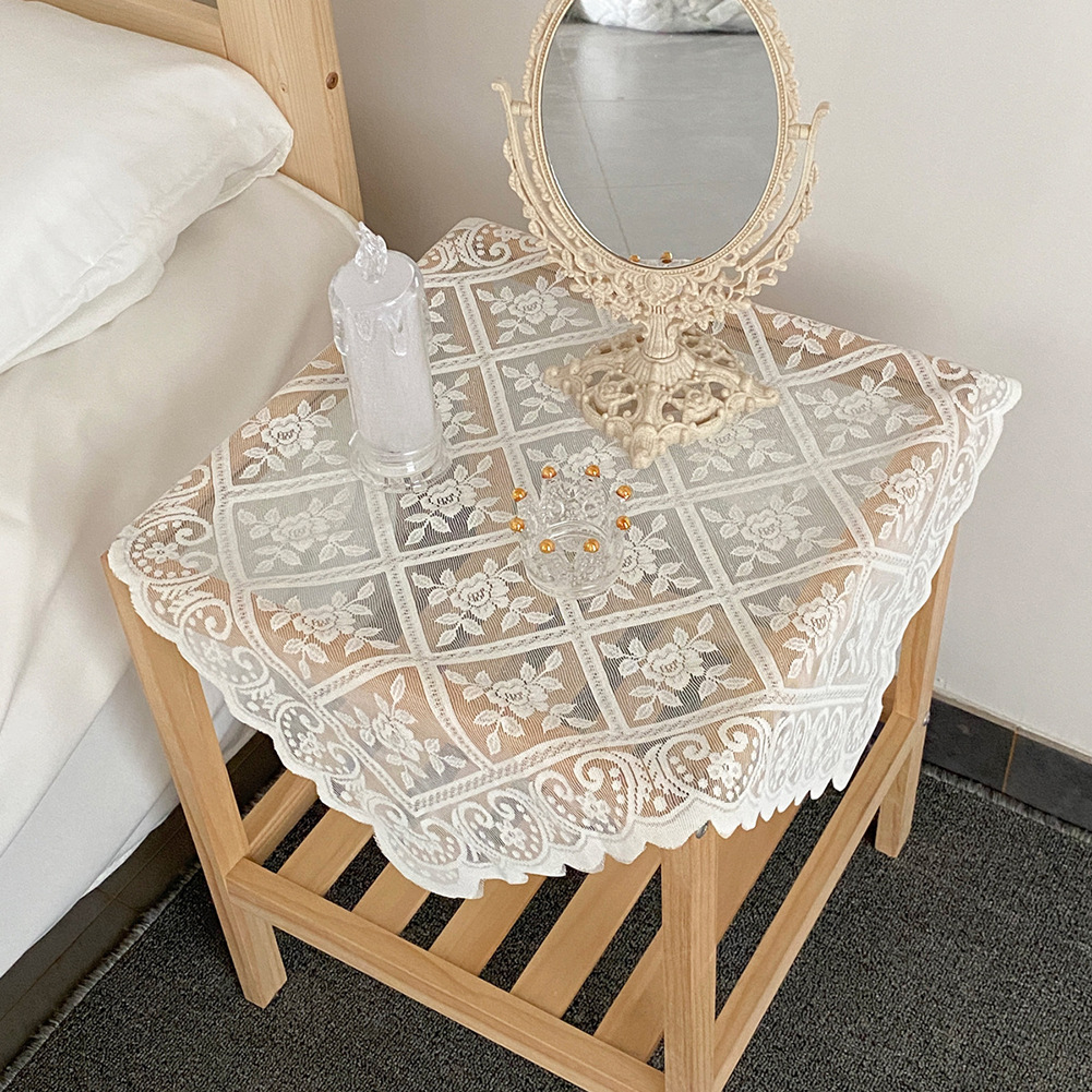 Casual Fresh Dining Table Beige Lace Tablecloth display picture 2