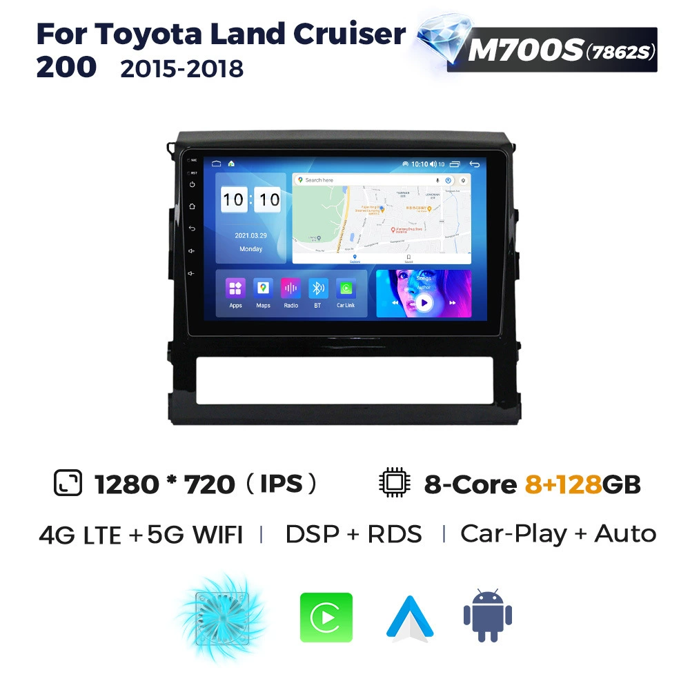 Подходит для Toyota Land Cruiser 200 15-18 Android Central Control Navigation CarPlay