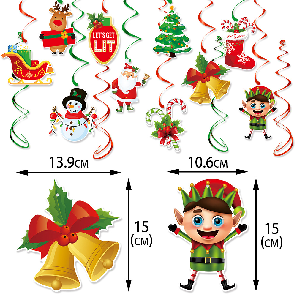 Decoración de Navidad europea y americana etiqueta espiral fiesta de Navidad atmósfera decoración árbol de Navidad muñeco de nieve colgante ornamento