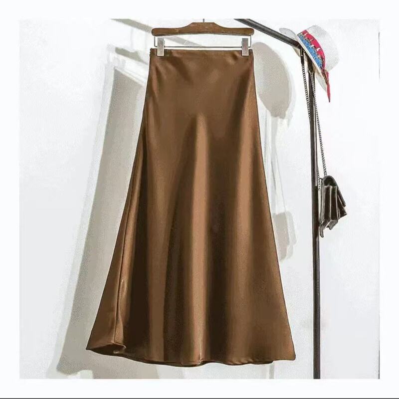 High-end temperament fishtail champagne acetate satin skirt summer 2025 new skirt overskirt long skirt solid color