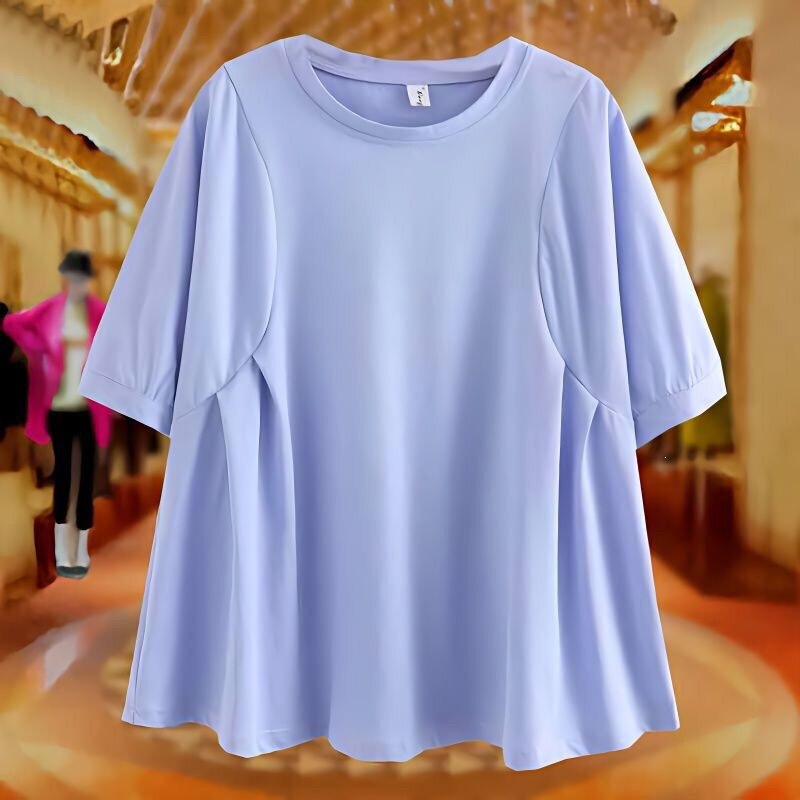 Short-Sleeved T-Shirt for Women, Summer Loose Fit, Plus Size Women's Clothing, Middle-Aged Mom's Fashion Top, Stylish Loose Top for Pregnant Women