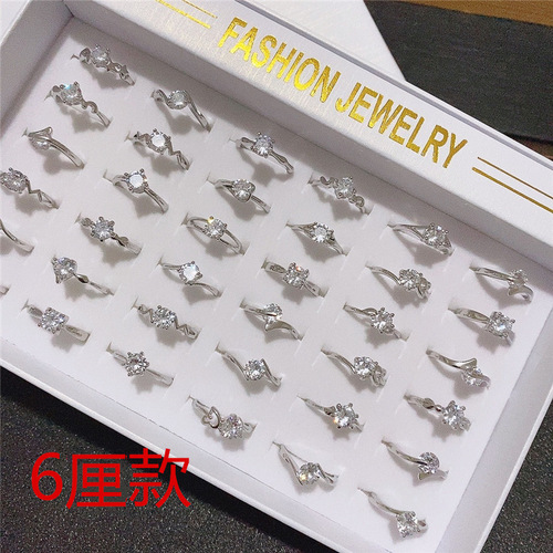 New versatile classic single diamond ring Korean style hot selling engagement six claw claw open adjustable ring