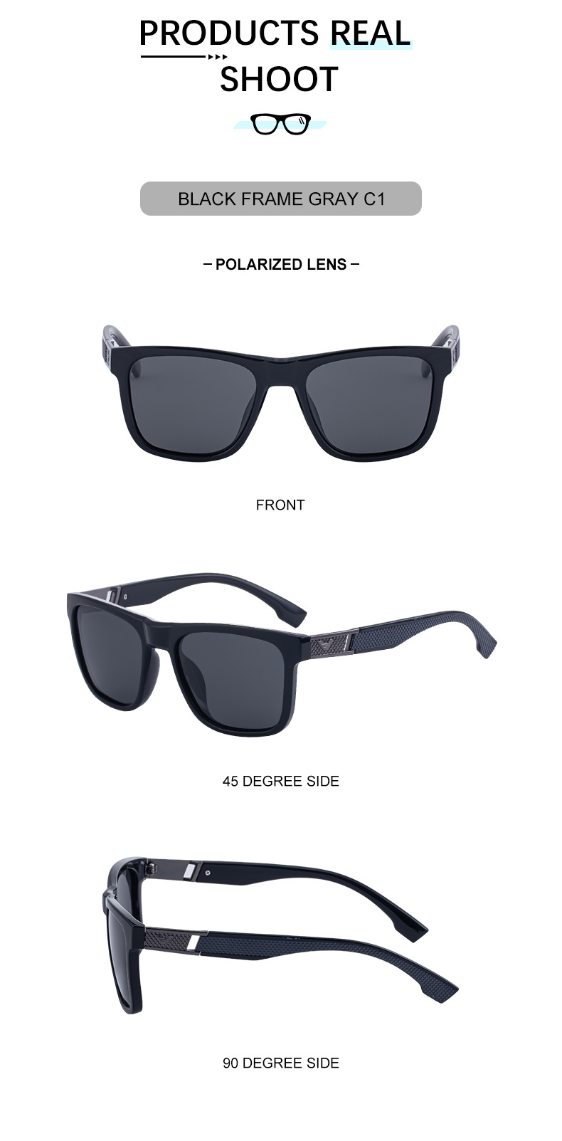 Neue modische eckige polarisierte Sonnenbrillen für Männer - persönlicher Trendy-Look mit Premium-Gefühl, UV-Schutz für draußen und Angeln, Herren-Sonnenbrille für den Export