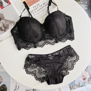 100kg Plus Size Fat Girl MM Push-up Sexy Lace Intimates Side Breasts Adjustable Pure Desire Bra Set