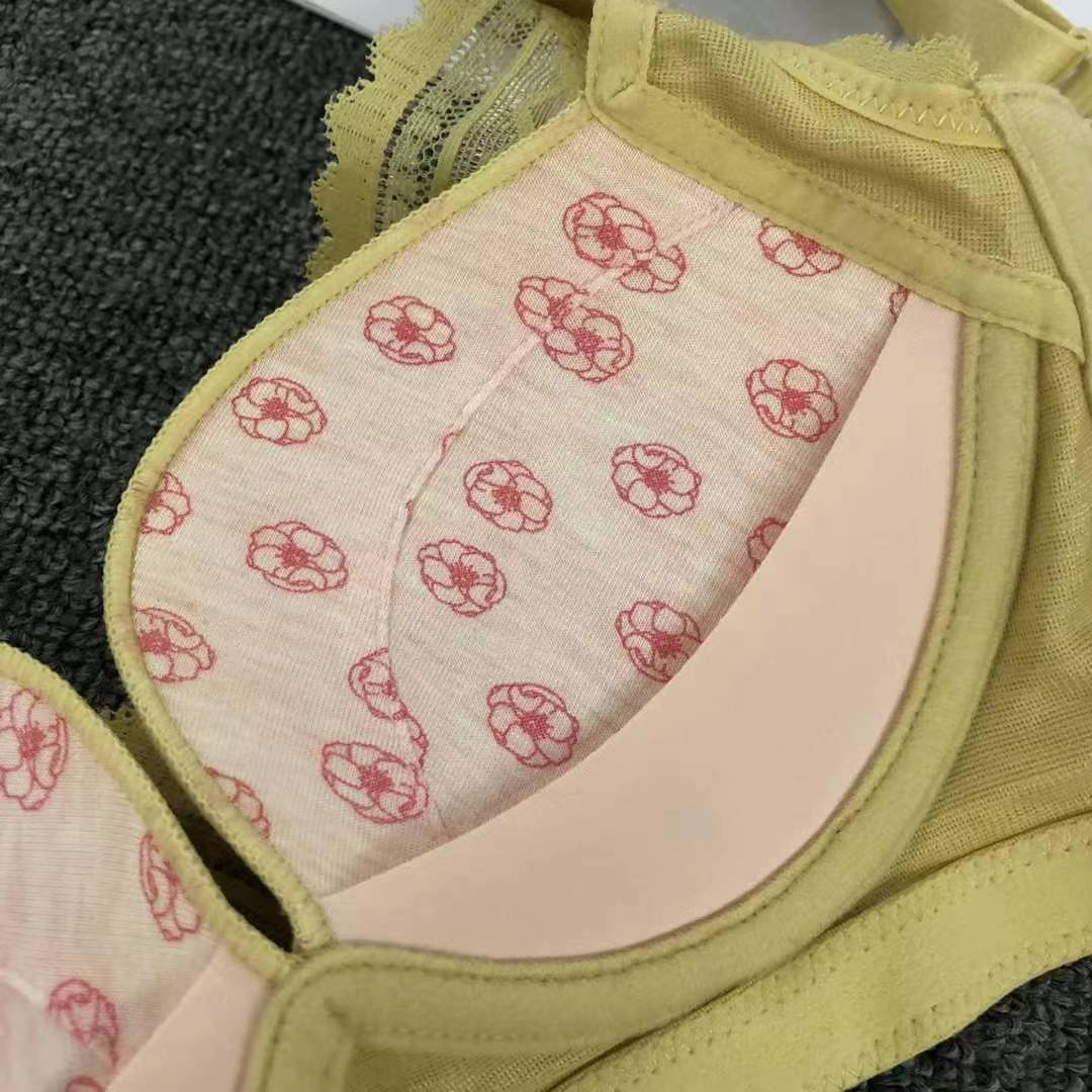 Nuevo sujetador de alta calidad de moda de encaje jacquard transpirable y cómodo ajuste lateral de pecho de botón múltiple ropa interior mujer